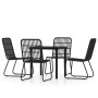 Juego de comedor de jardín 5 piezas negro de , Conjuntos de jardín - Ref: Foro24-3099168, Precio: 503,61 €, Descuento: %