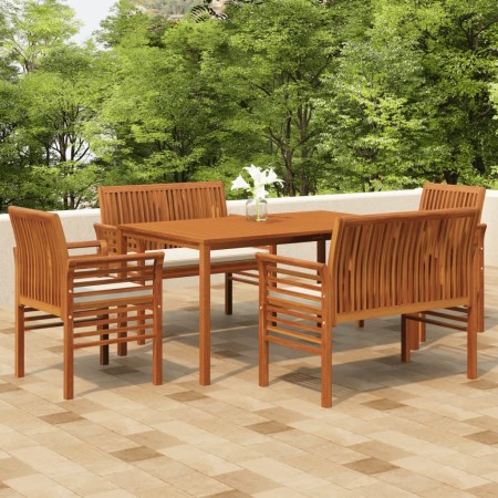Set comedor de jardín 5 pzas y cojines madera maciza de acacia de , Conjuntos de jardín - Ref: Foro24-3120459, Precio: 730,46...