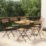 Sillas cafetería plegables 6 uds acero y madera maciza de teca de , Sillas de jardín - Ref: Foro24-3152110, Precio: 246,04 €,...