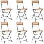 Sillas cafetería plegables 6 uds acero y madera maciza de teca de , Sillas de jardín - Ref: Foro24-3152110, Precio: 246,04 €,...