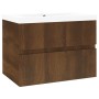 Mueble de baño con lavabo madera contrachapada marrón roble de , Tocadores de baño - Ref: Foro24-3152869, Precio: 159,89 €, D...