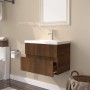 Mueble de baño con lavabo madera contrachapada marrón roble de , Tocadores de baño - Ref: Foro24-3152869, Precio: 159,89 €, D...