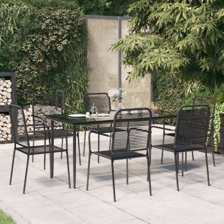 Juego de comedor jardín 7 pzas acero y cuerda de algodón negro de , Conjuntos de jardín - Ref: Foro24-3156541, Precio: 447,42...
