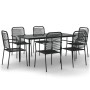 Juego de comedor jardín 7 pzas acero y cuerda de algodón negro de , Conjuntos de jardín - Ref: Foro24-3156541, Precio: 447,42...