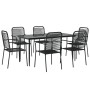 Juego de comedor jardín 7 pzas acero y cuerda de algodón negro de , Conjuntos de jardín - Ref: Foro24-3156541, Precio: 447,42...
