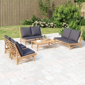 Set de muebles de jardín 5 piezas bambú con cojines gris oscuro de , Conjuntos de jardín - Ref: Foro24-3156484, Precio: 713,5...