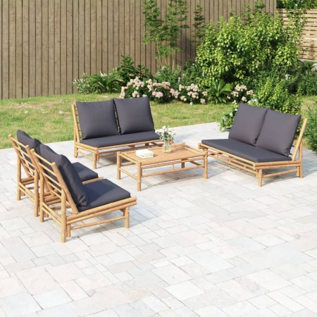 Set de muebles de jardín 5 piezas bambú con cojines gris oscuro de , Conjuntos de jardín - Ref: Foro24-3156484, Precio: 713,5...