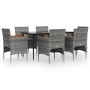 Juego de comedor de jardín 7 piezas con cojines gris y negro de , Conjuntos de jardín - Ref: Foro24-3156645, Precio: 481,47 €...