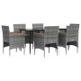 Juego de comedor de jardín 7 piezas con cojines gris y negro de , Conjuntos de jardín - Ref: Foro24-3156645, Precio: 481,47 €...
