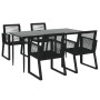 Juego de comedor de jardín 5 piezas ratán PVC negro de , Conjuntos de jardín - Ref: Foro24-3156548, Precio: 440,34 €, Descuen...