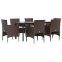 Juego de comedor de jardín 7 piezas con cojines marrón y negro de , Conjuntos de jardín - Ref: Foro24-3156613, Precio: 510,73...