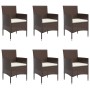 Juego de comedor de jardín 7 piezas con cojines marrón y negro de , Conjuntos de jardín - Ref: Foro24-3156613, Precio: 510,73...