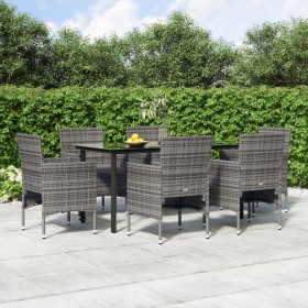 Juego de comedor de jardín 7 piezas con cojines gris y negro de , Conjuntos de jardín - Ref: Foro24-3156605, Precio: 463,14 €...