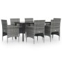 Juego de comedor de jardín 7 piezas con cojines gris y negro de , Conjuntos de jardín - Ref: Foro24-3156605, Precio: 463,14 €...