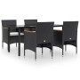 Juego de comedor de jardín 5 piezas con cojines negro de , Conjuntos de jardín - Ref: Foro24-3156632, Precio: 364,54 €, Descu...