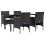 Juego de comedor de jardín 5 piezas con cojines negro de , Conjuntos de jardín - Ref: Foro24-3156632, Precio: 364,54 €, Descu...