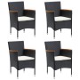 Juego de comedor de jardín 5 piezas con cojines negro de , Conjuntos de jardín - Ref: Foro24-3156632, Precio: 364,54 €, Descu...