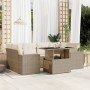 Set sofás de jardín 7 piezas y cojines ratán sintético beige en Conjuntos de jardín | Comprar online en Foru.es