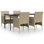Juego de comedor de jardín 5 piezas con cojines beige y negro de , Conjuntos de jardín - Ref: Foro24-3156624, Precio: 399,57 ...