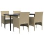 Juego de comedor de jardín 5 piezas con cojines beige y negro de , Conjuntos de jardín - Ref: Foro24-3156624, Precio: 399,57 ...