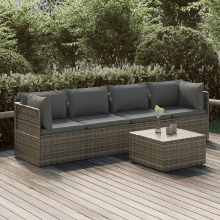 Set de muebles de jardín 5 pzas y cojines ratán sintético gris de , Conjuntos de jardín - Ref: Foro24-3157367, Precio: 460,99...