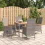 Set comedor de jardín 5 piezas con cojines ratán sintético gris de , Conjuntos de jardín - Ref: Foro24-3157547, Precio: 613,7...