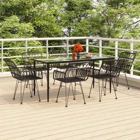 Juego de comedor de jardín 7 piezas ratán sintético negro de , Conjuntos de jardín - Ref: Foro24-3157856, Precio: 574,83 €, D...
