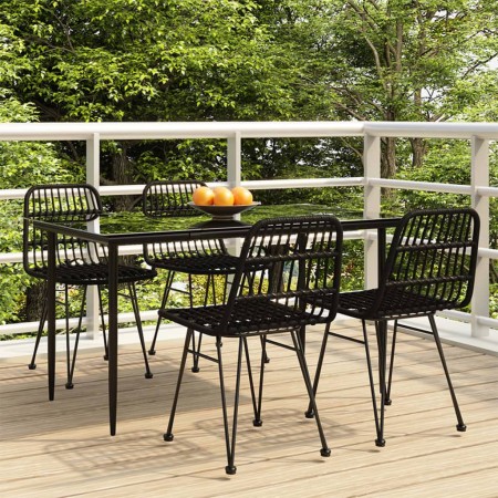 Juego de comedor de jardín 5 piezas ratán sintético negro de , Conjuntos de jardín - Ref: Foro24-3157882, Precio: 403,39 €, D...