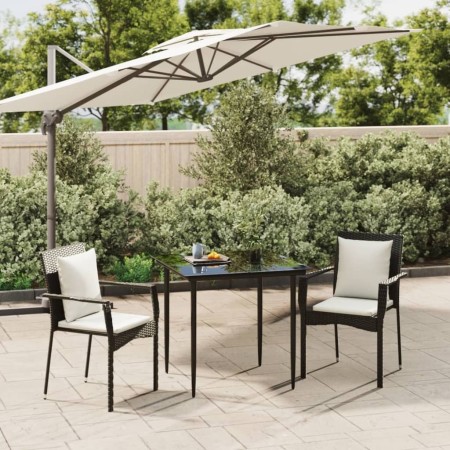Set comedor de jardín 3 pzas con cojines ratán sintético negro de , Conjuntos de jardín - Ref: Foro24-3185095, Precio: 205,98...