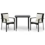 Set comedor de jardín 3 pzas con cojines ratán sintético negro de , Conjuntos de jardín - Ref: Foro24-3185095, Precio: 205,98...