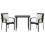 Set comedor de jardín 3 pzas con cojines ratán sintético negro de , Conjuntos de jardín - Ref: Foro24-3185095, Precio: 205,98...