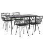 Juego de comedor de jardín 5 piezas ratán sintético negro de , Conjuntos de jardín - Ref: Foro24-3157854, Precio: 381,61 €, D...
