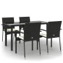 Set de muebles jardín 5 pzas con cojines ratán sintético negro de , Conjuntos de jardín - Ref: Foro24-3185133, Precio: 369,63...