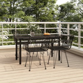 Juego de comedor de jardín 5 piezas ratán sintético negro de , Conjuntos de jardín - Ref: Foro24-3157868, Precio: 384,30 €, D...
