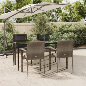 Set comedor jardín 5 pzas y cojines ratán sintético negro gris de , Conjuntos de jardín - Ref: Foro24-3185104, Precio: 415,57...
