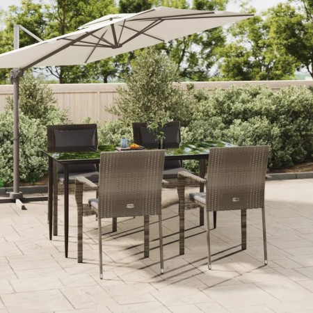 Set comedor jardín 5 pzas y cojines ratán sintético negro gris de , Conjuntos de jardín - Ref: Foro24-3185104, Precio: 415,57...