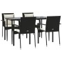 Set de muebles jardín 5 pzas con cojines ratán sintético negro de , Conjuntos de jardín - Ref: Foro24-3185097, Precio: 382,35...