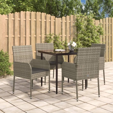 Set comedor jardín 5 pzas y cojines ratán sintético negro gris de , Conjuntos de jardín - Ref: Foro24-3185150, Precio: 332,67...
