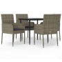 Set comedor jardín 5 pzas y cojines ratán sintético negro gris de , Conjuntos de jardín - Ref: Foro24-3185150, Precio: 332,67...