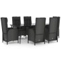 Set de comedor de jardín 7 pzas y cojines ratán sintético negro de , Conjuntos de jardín - Ref: Foro24-3185173, Precio: 929,6...