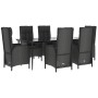Set de comedor de jardín 7 pzas y cojines ratán sintético negro de , Conjuntos de jardín - Ref: Foro24-3185173, Precio: 929,6...