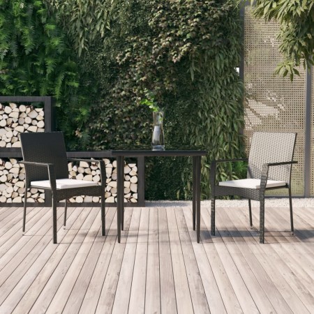 Set comedor de jardín 3 pzas con cojines ratán sintético negro de , Conjuntos de jardín - Ref: Foro24-3185119, Precio: 223,79...