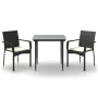 Set comedor de jardín 3 pzas con cojines ratán sintético negro de , Conjuntos de jardín - Ref: Foro24-3185119, Precio: 223,79...