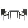 Set comedor de jardín 3 pzas con cojines ratán sintético negro de , Conjuntos de jardín - Ref: Foro24-3185119, Precio: 223,79...