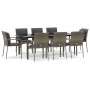 Set comedor jardín 9 pzas y cojines ratán sintético negro gris de , Conjuntos de jardín - Ref: Foro24-3185106, Precio: 741,95...