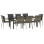 Set comedor jardín 9 pzas y cojines ratán sintético negro gris de , Conjuntos de jardín - Ref: Foro24-3185106, Precio: 741,95...