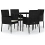 Set de muebles jardín 5 pzas con cojines ratán sintético negro de , Conjuntos de jardín - Ref: Foro24-3185144, Precio: 334,73...