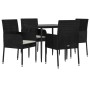 Set de muebles jardín 5 pzas con cojines ratán sintético negro de , Conjuntos de jardín - Ref: Foro24-3185144, Precio: 334,73...