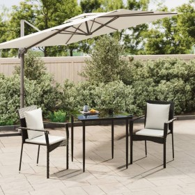 Set comedor de jardín 3 pzas con cojines ratán sintético negro de , Conjuntos de jardín - Ref: Foro24-3185131, Precio: 203,05...