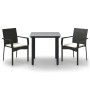 Set comedor de jardín 3 pzas con cojines ratán sintético negro de , Conjuntos de jardín - Ref: Foro24-3185131, Precio: 203,05...